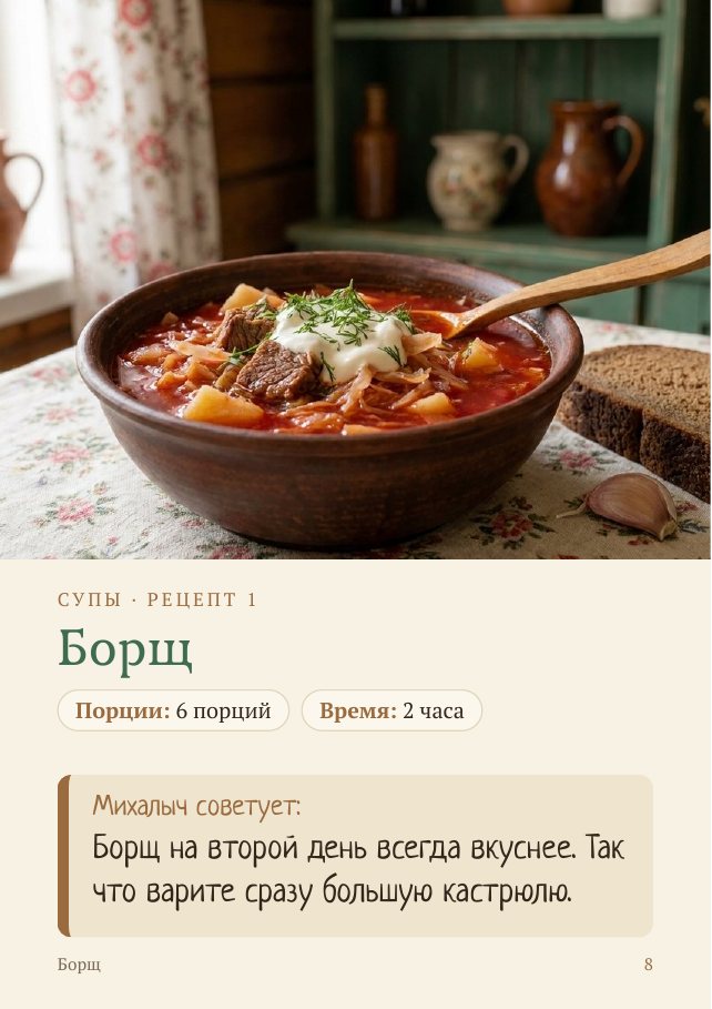 Страница книги: борщ, фото и совет Михалыча